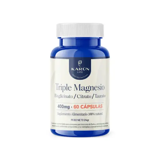 [KARUN ] Triple Magnesio -  Bisglicinato, Citrato y Taurato 400mg - KARUN